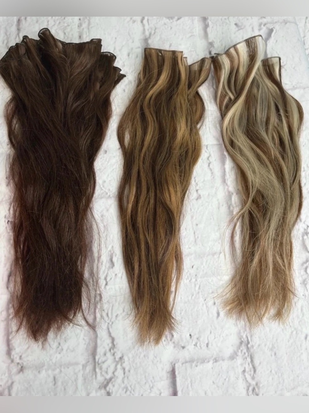 Bellami tie in extensions blonde/medium brown highlights 16in 200 g